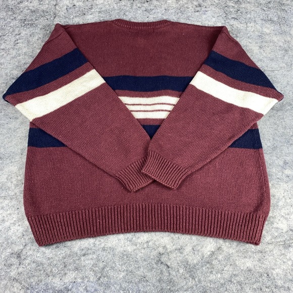 Vtg Harbour Classics Men's L Burgundy Golf Crew Neck Pull Over Grandpa Sweater - Picture 6 of 7